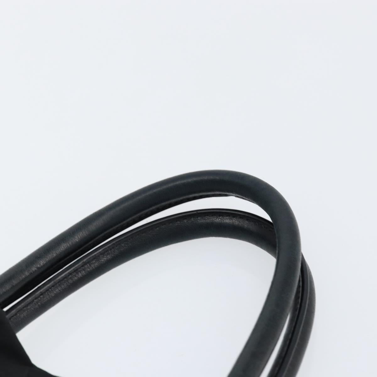 PRADA Hand Bag Nylon Leather Black Gold Auth bs30725