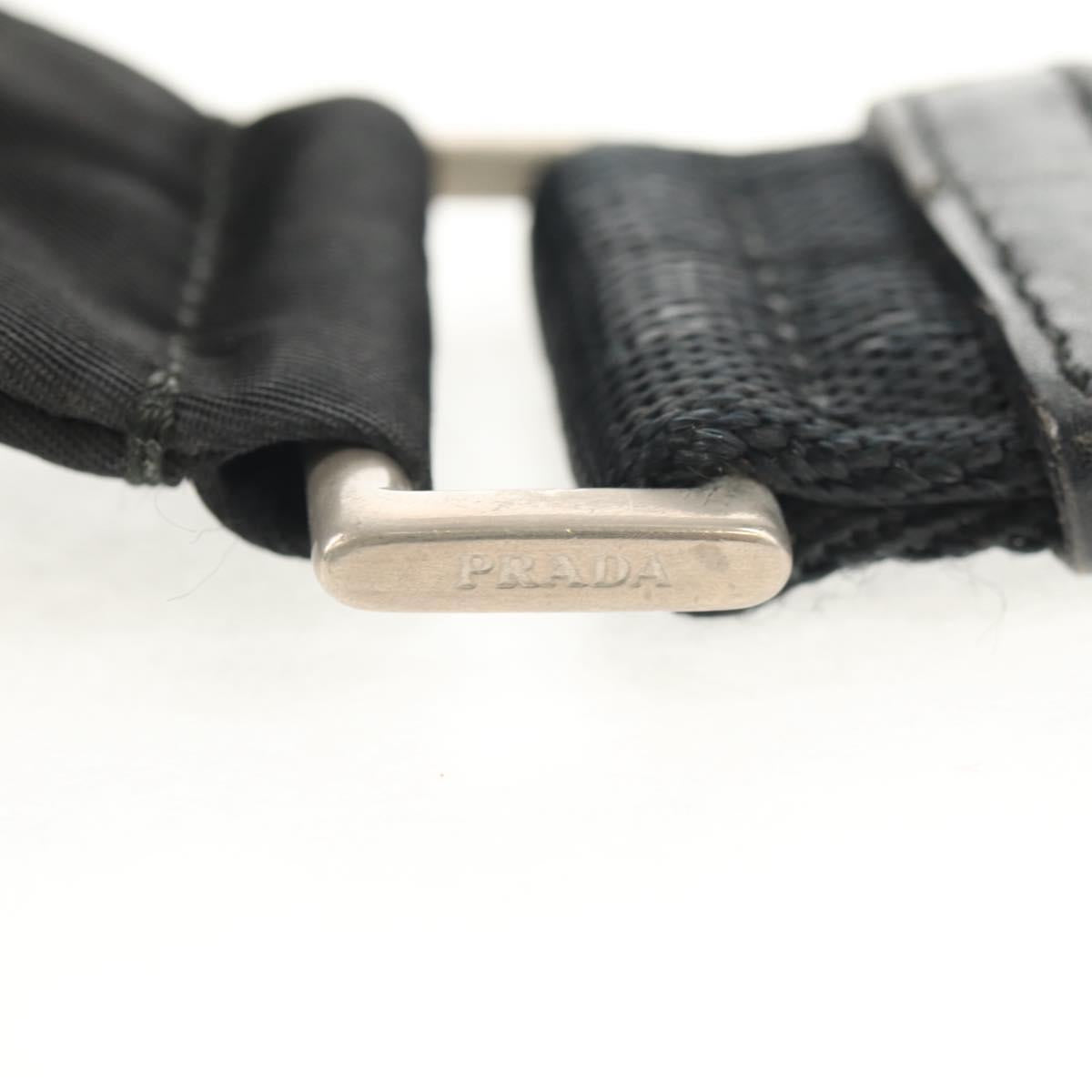 PRADA Shoulder Bag Nylon Black Silver Auth bs30726