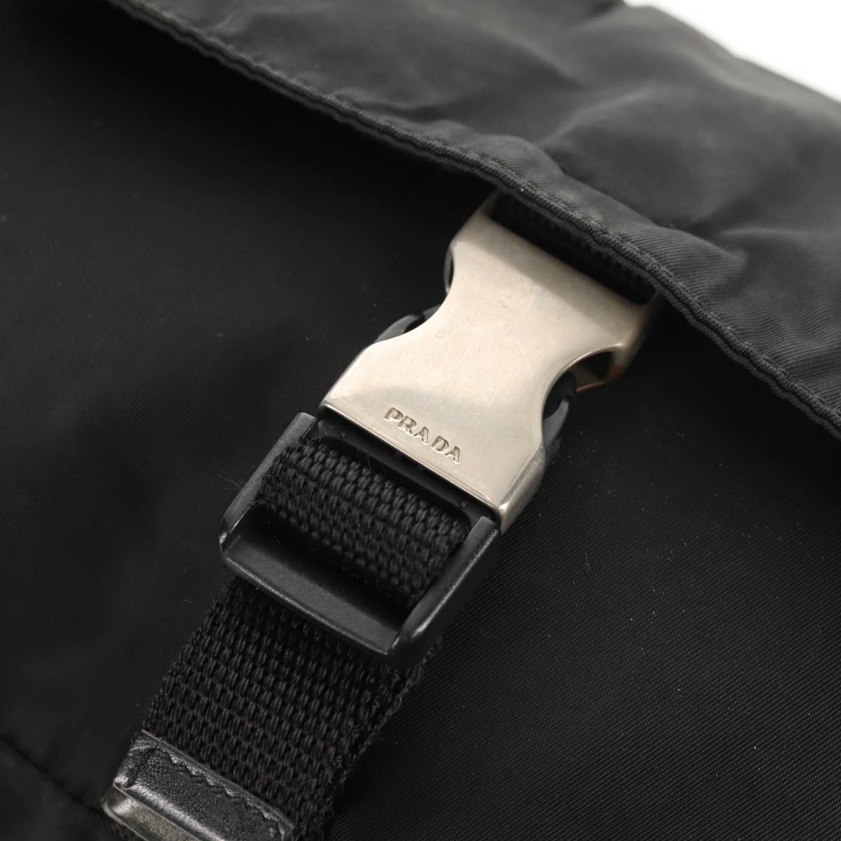 PRADA Shoulder Bag Nylon Black Silver Auth bs30726