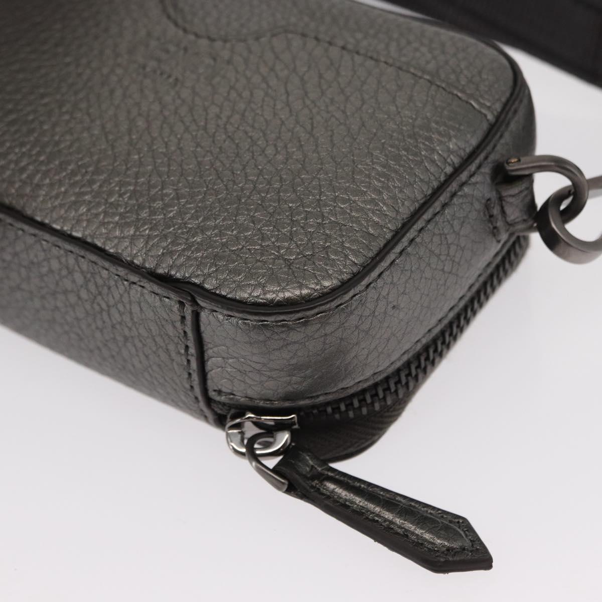 FENDI Shoulder Bag Leather Silver Auth bs30741