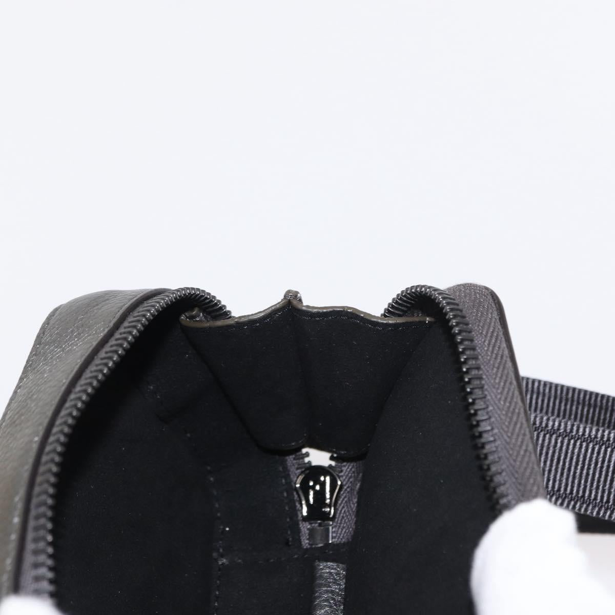 FENDI Shoulder Bag Leather Silver Auth bs30741