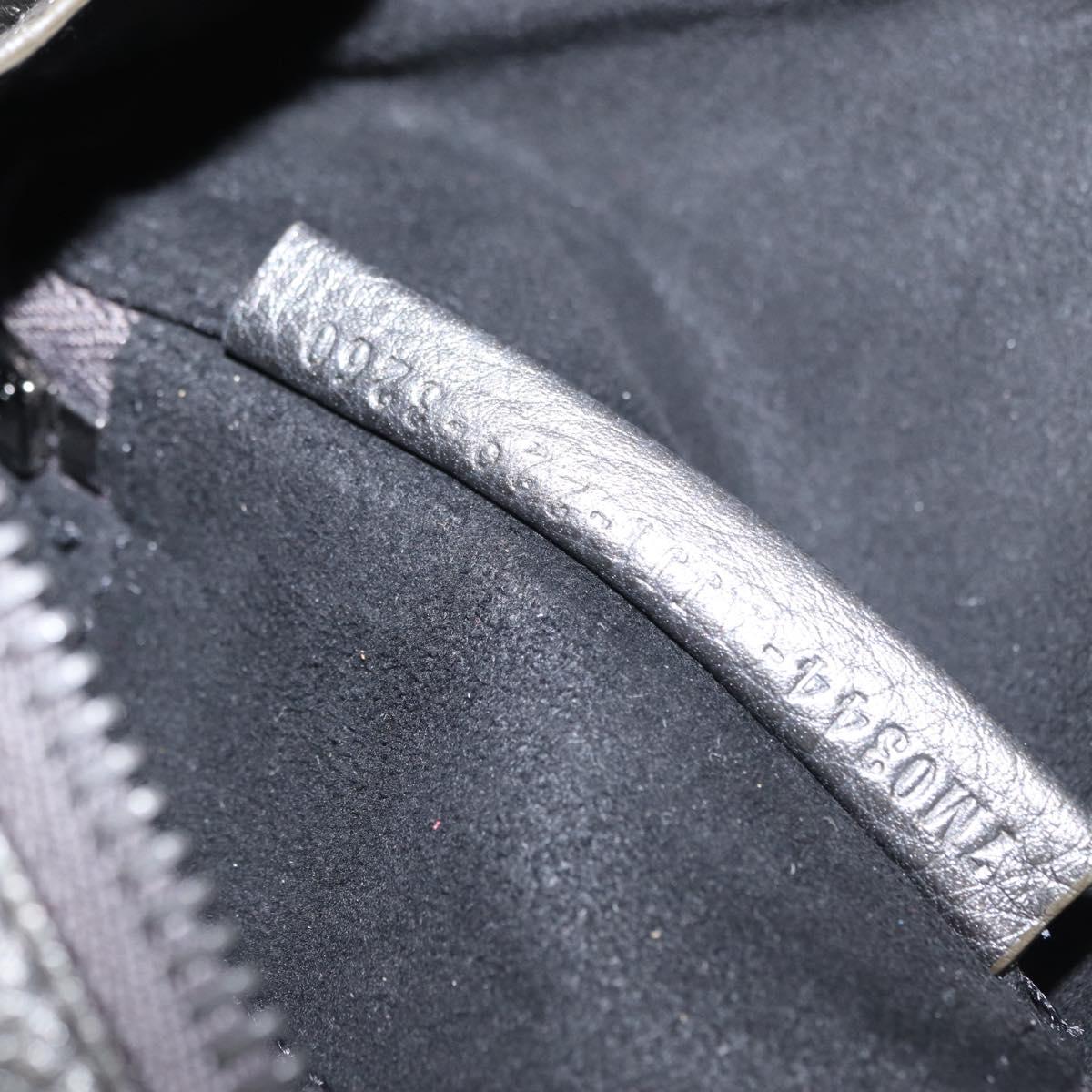 FENDI Shoulder Bag Leather Silver Auth bs30741