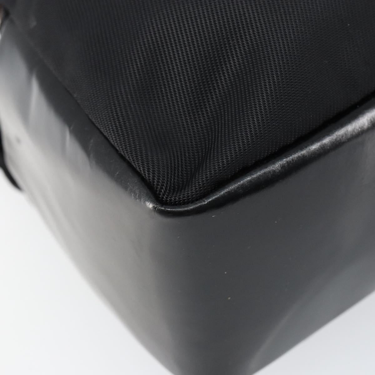 GUCCI Bamboo Hand Bag Leather Black Silver 000 0575 Auth bs30743