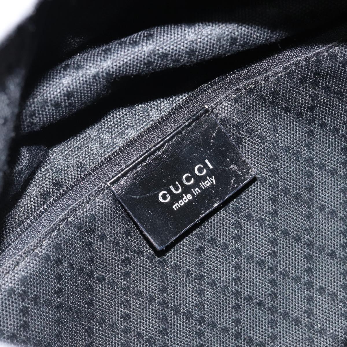 GUCCI Bamboo Hand Bag Leather Black Silver 000 0575 Auth bs30743