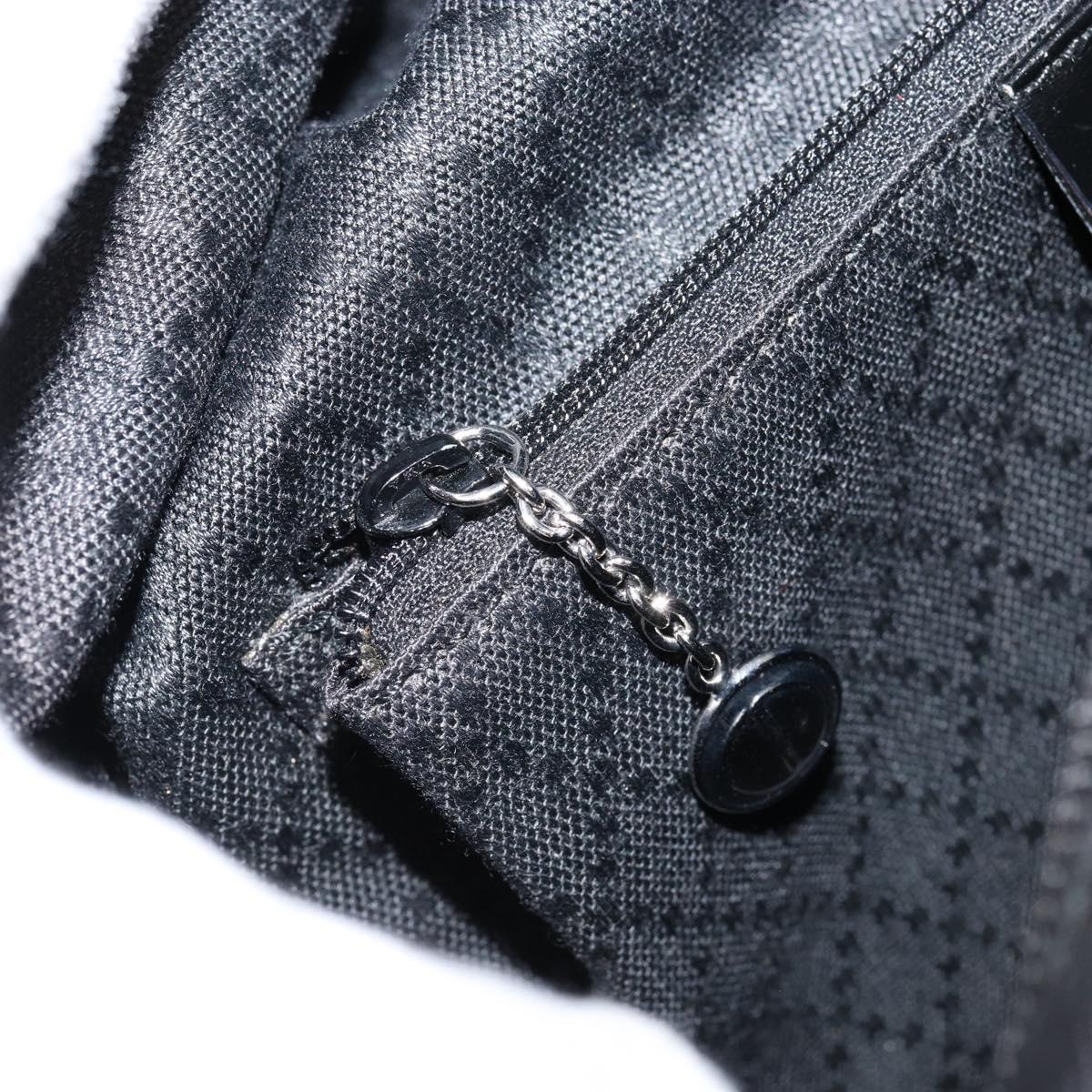 GUCCI Bamboo Hand Bag Leather Black Silver 000 0575 Auth bs30743