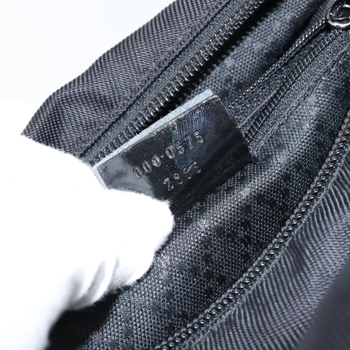 GUCCI Bamboo Hand Bag Leather Black Silver 000 0575 Auth bs30743