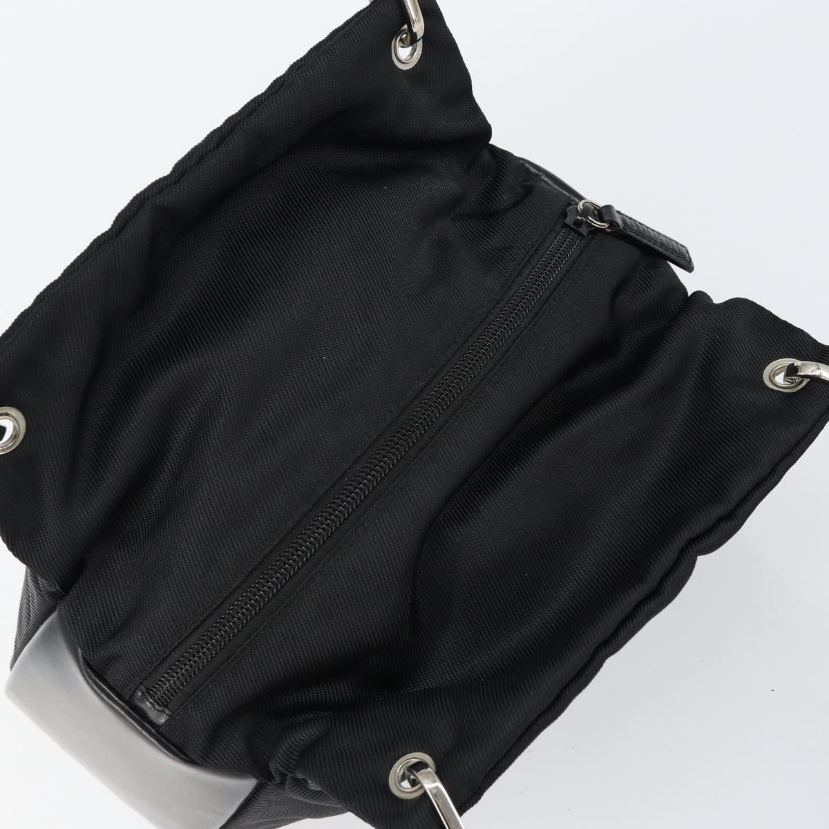 GUCCI Bamboo Hand Bag Leather Black Silver 000 0575 Auth bs30743