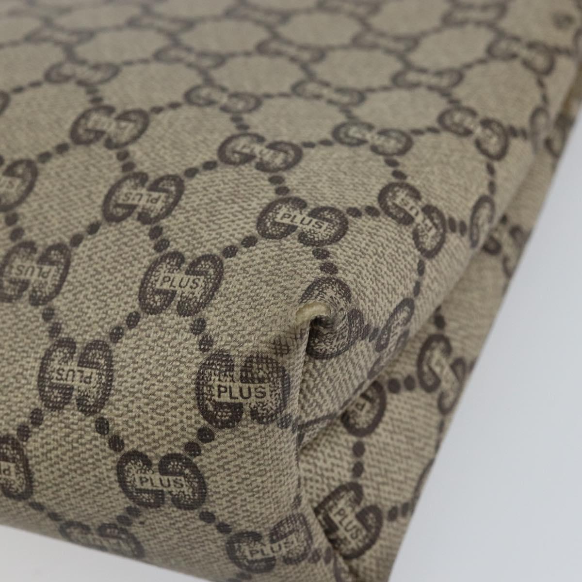 GUCCI GG Plus Supreme Clutch Bag PVC Beige Gold Auth bs30744