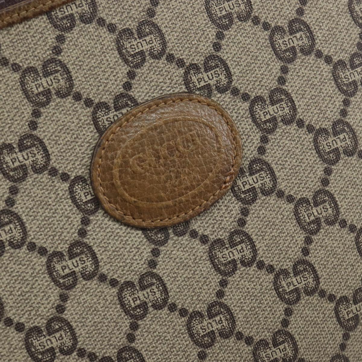 GUCCI GG Plus Supreme Clutch Bag PVC Beige Gold Auth bs30744