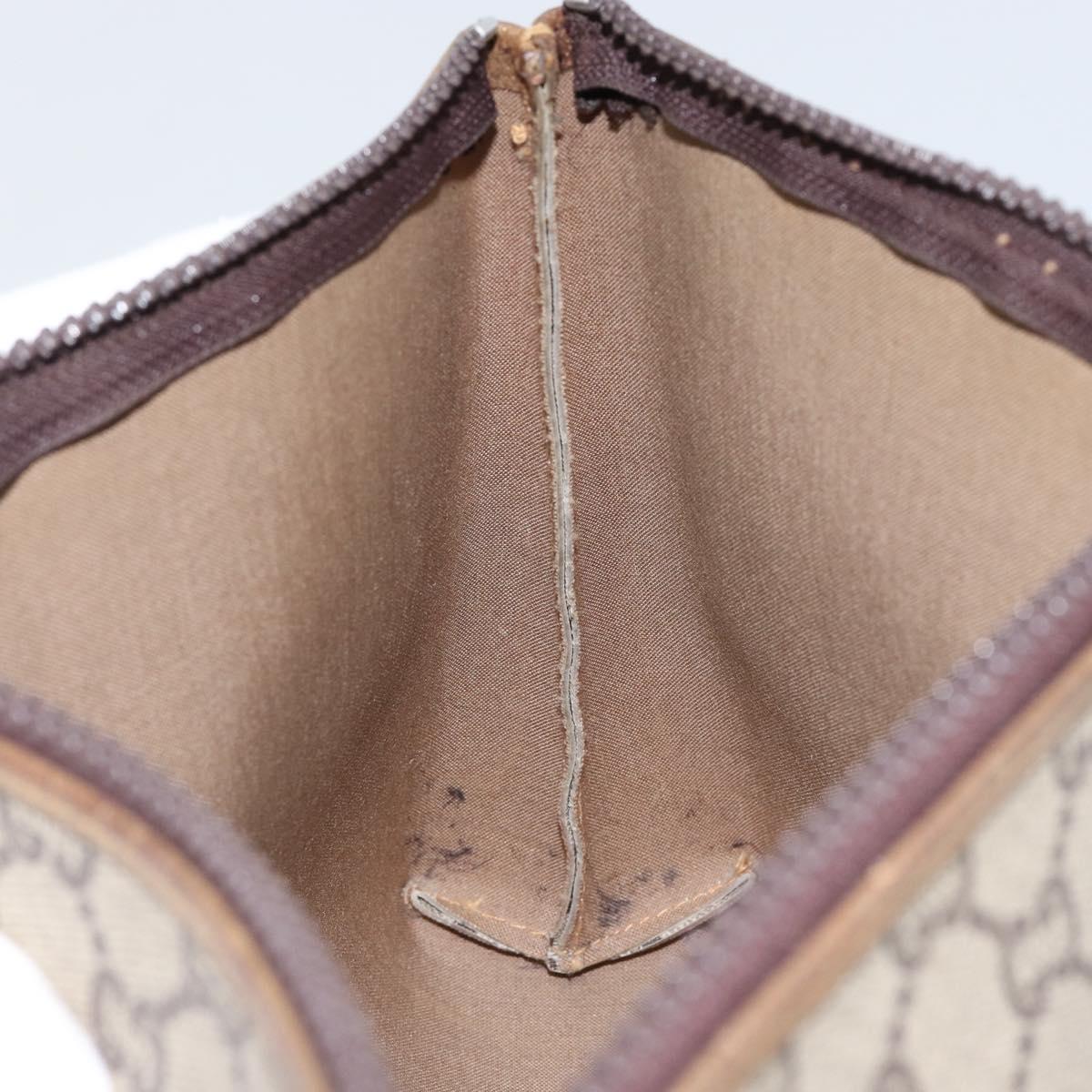 GUCCI GG Plus Supreme Clutch Bag PVC Beige Gold Auth bs30744