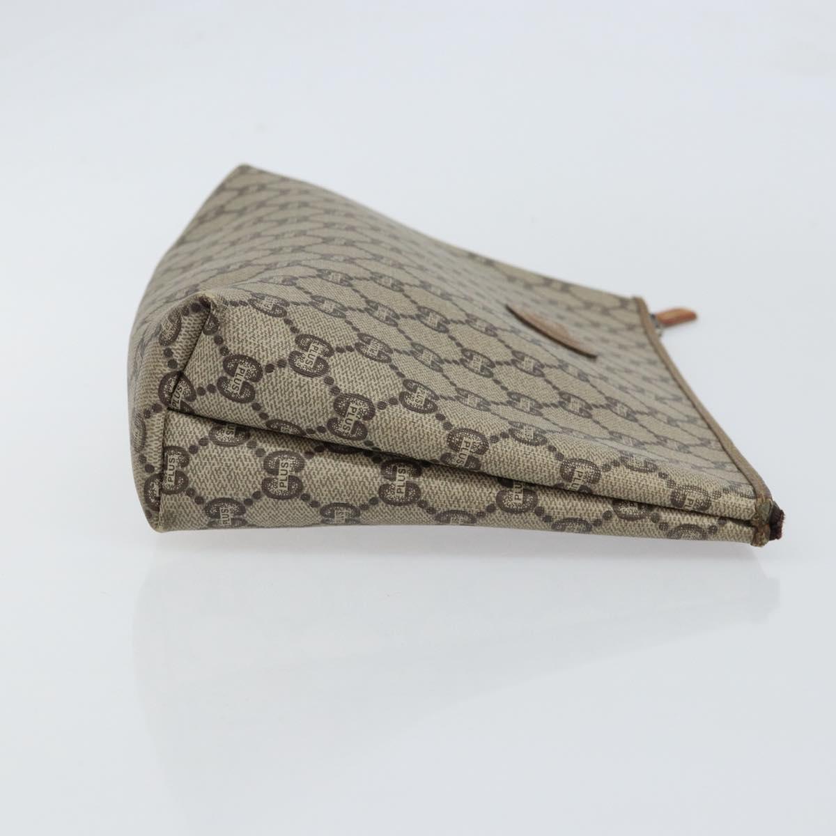 GUCCI GG Plus Supreme Clutch Bag PVC Beige Gold Auth bs30744
