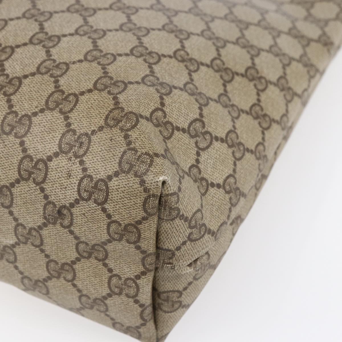 GUCCI GG Supreme Web Sherry Line Tote Bag PVC Beige Gold Auth bs30751