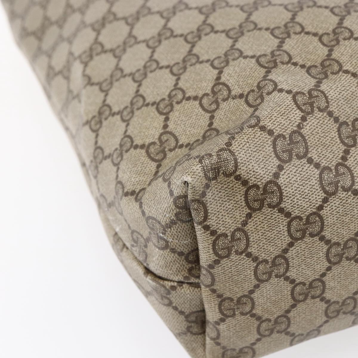 GUCCI GG Supreme Web Sherry Line Tote Bag PVC Beige Gold Auth bs30751