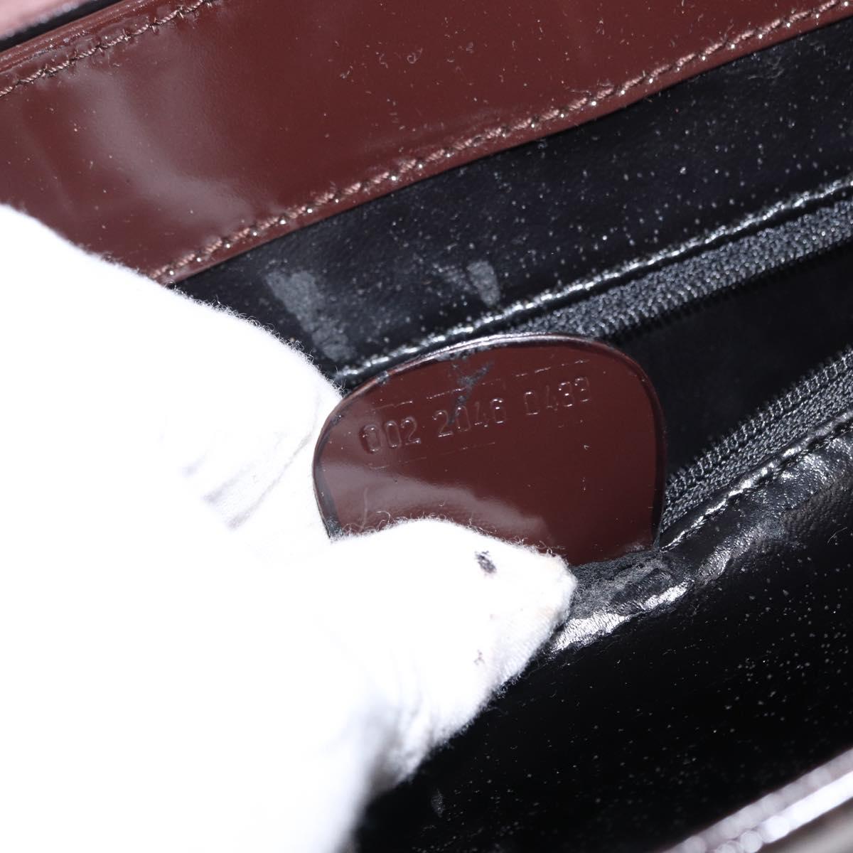 GUCCI Shoulder Bag Patent leather Brown Silver Auth bs30756