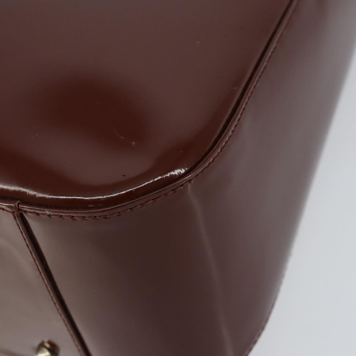 GUCCI Hand Bag Patent leather 2way Brown Gold 000 1013 0504 Auth bs30757