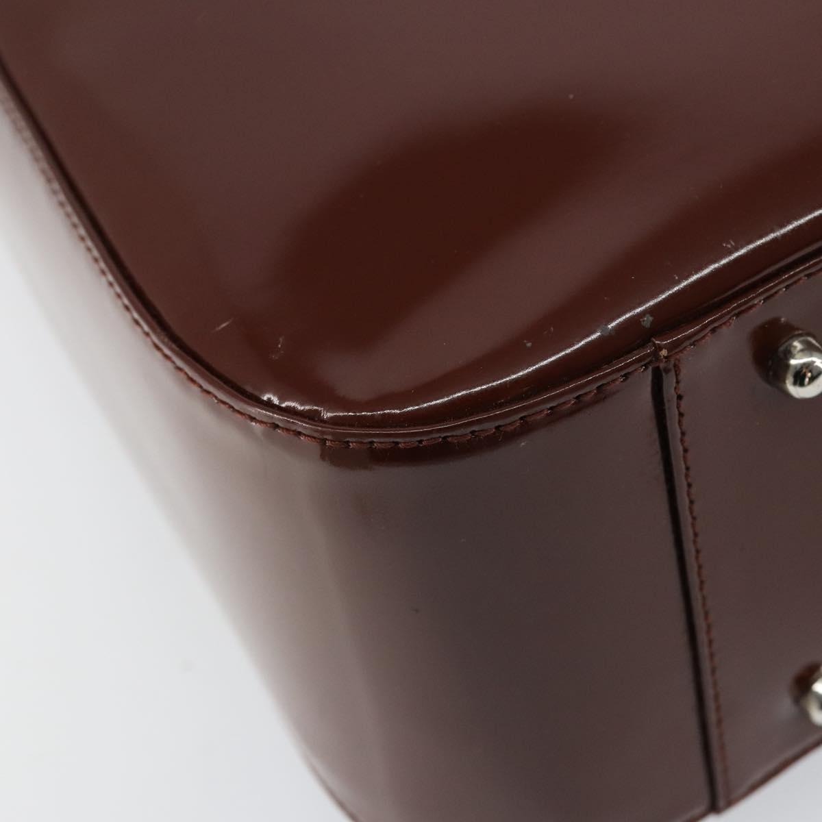 GUCCI Hand Bag Patent leather 2way Brown Gold 000 1013 0504 Auth bs30757