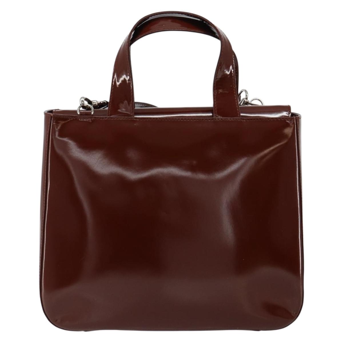 GUCCI Hand Bag Patent leather 2way Brown Gold 000 1013 0504 Auth bs30757