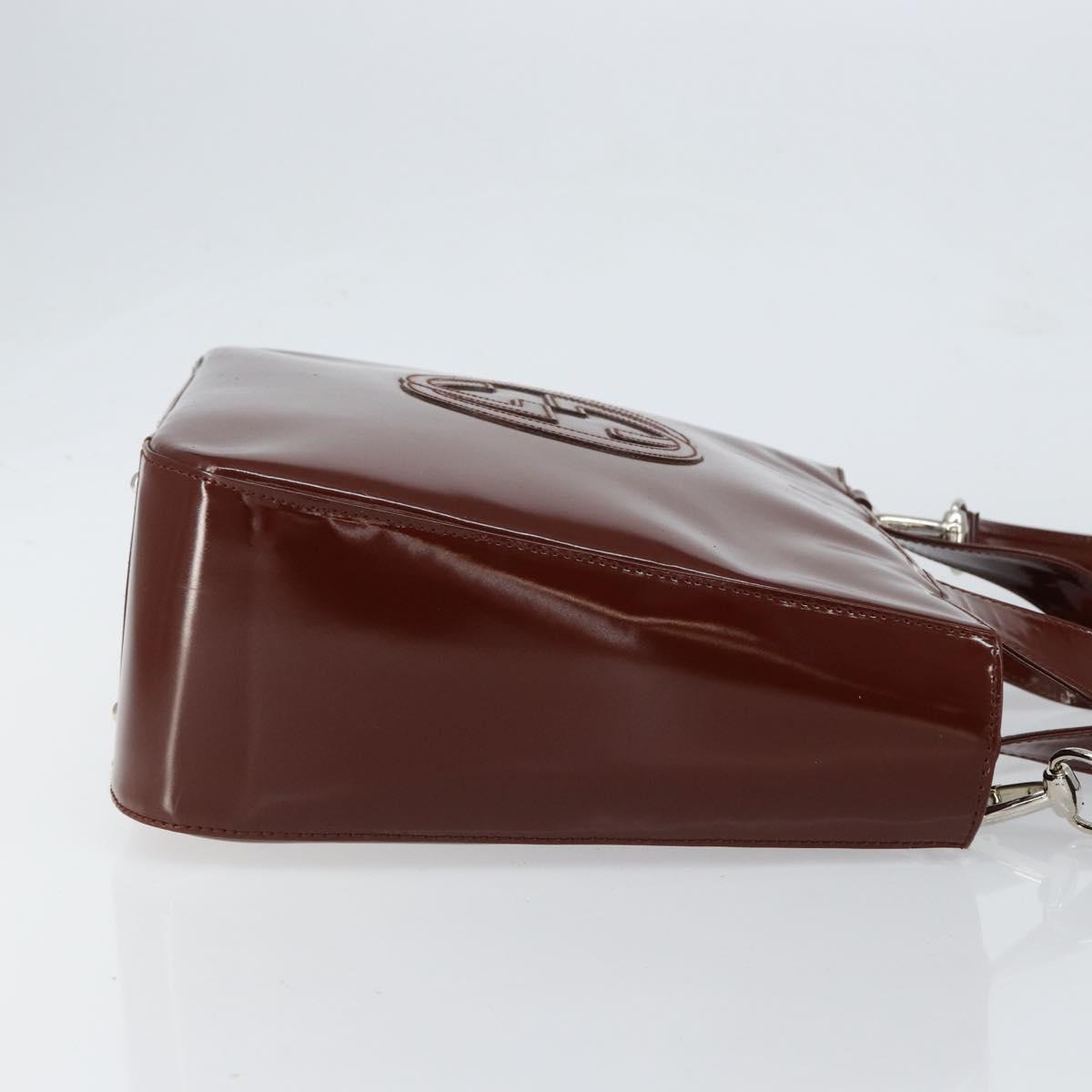 GUCCI Hand Bag Patent leather 2way Brown Gold 000 1013 0504 Auth bs30757