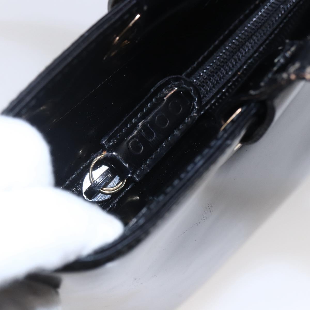GUCCI Shoulder Bag Patent leather Black Gold 002 2058 0480 0 Auth bs30759