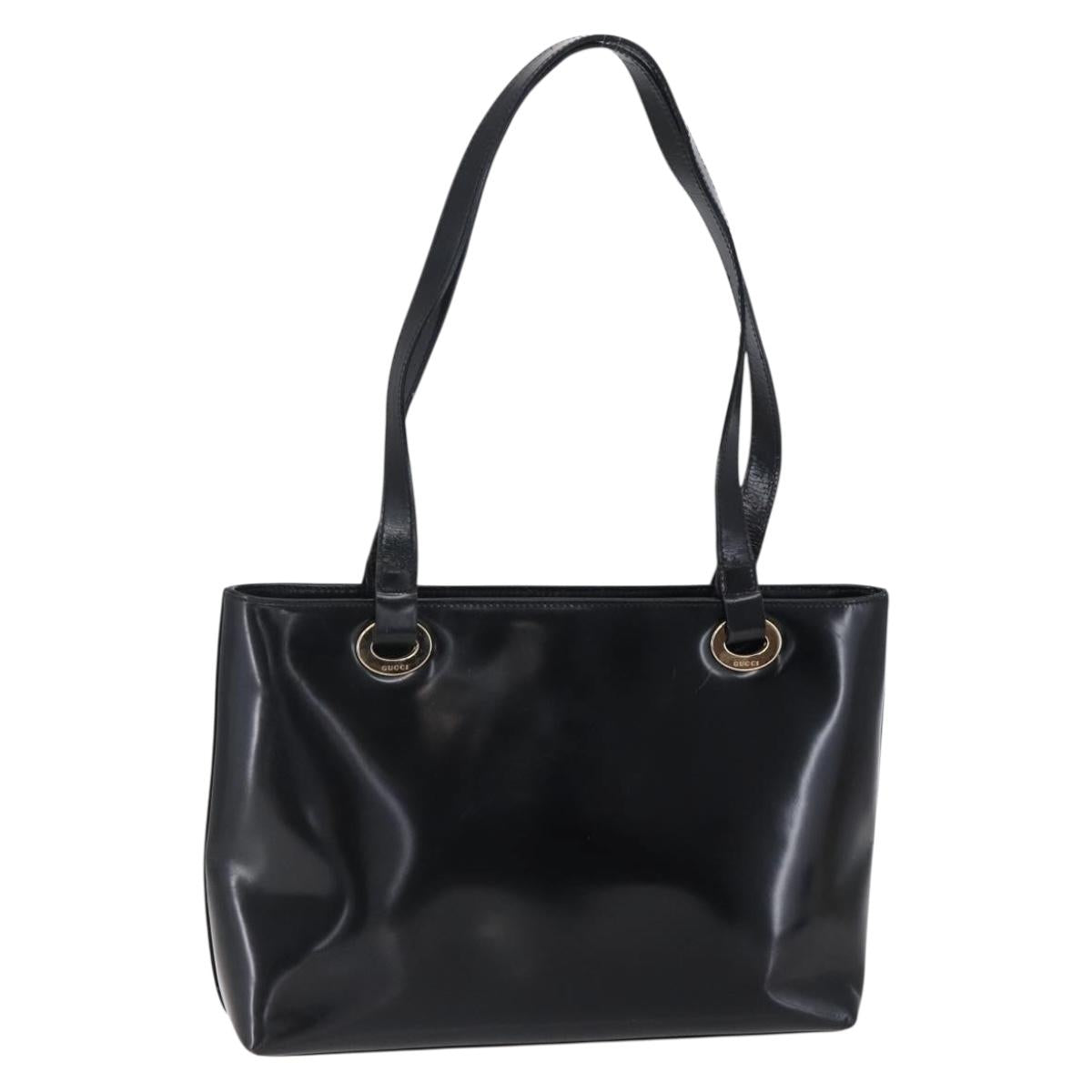 GUCCI Shoulder Bag Patent leather Black Gold 002 2058 0480 0 Auth bs30759