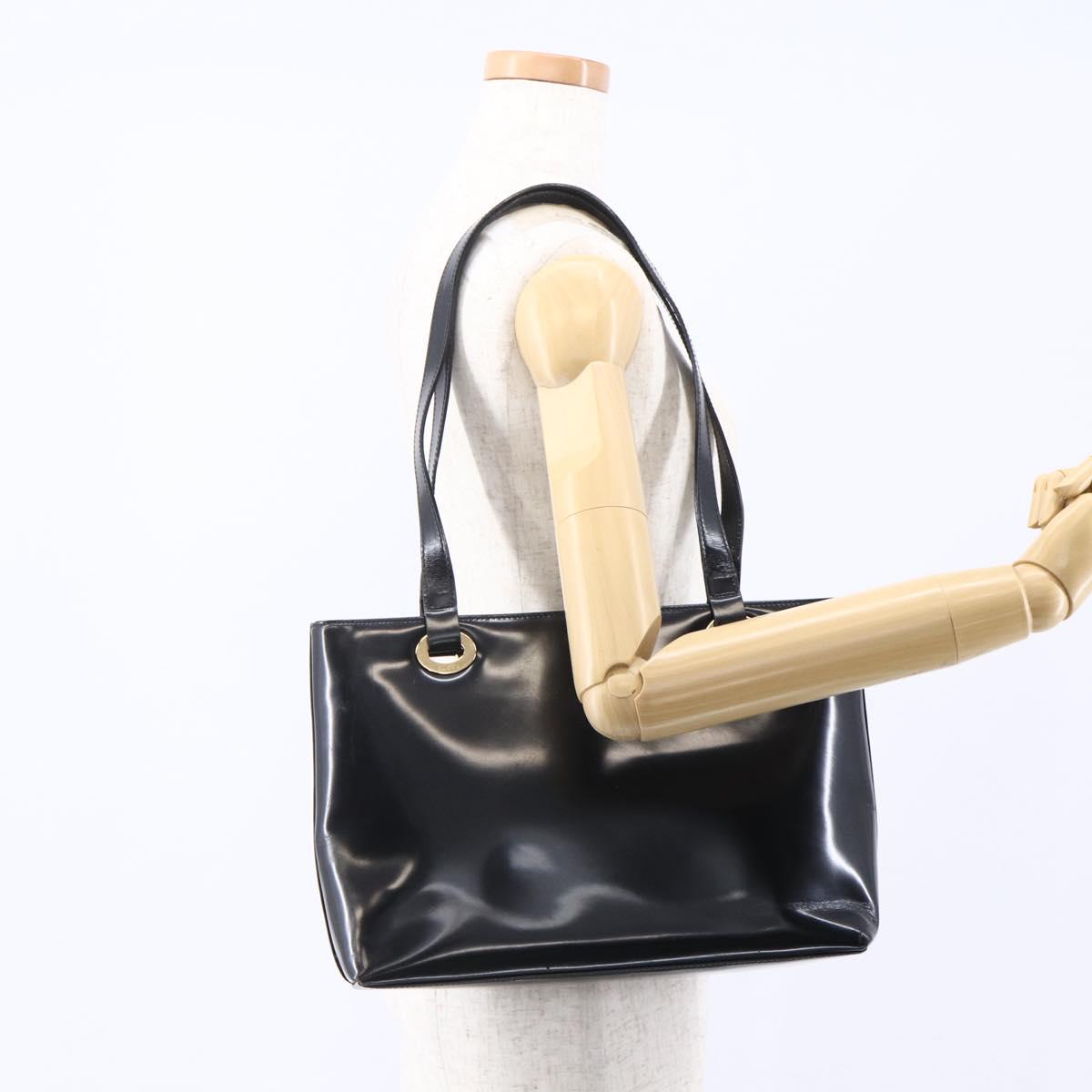 GUCCI Shoulder Bag Patent leather Black Gold 002 2058 0480 0 Auth bs30759