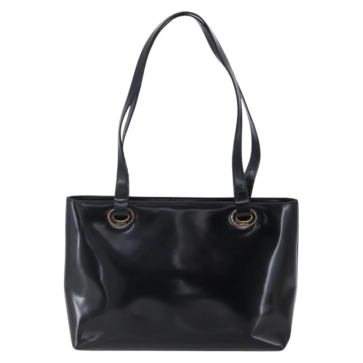 GUCCI Shoulder Bag Patent leather Black Gold 002 2058 0480 0 Auth bs30759