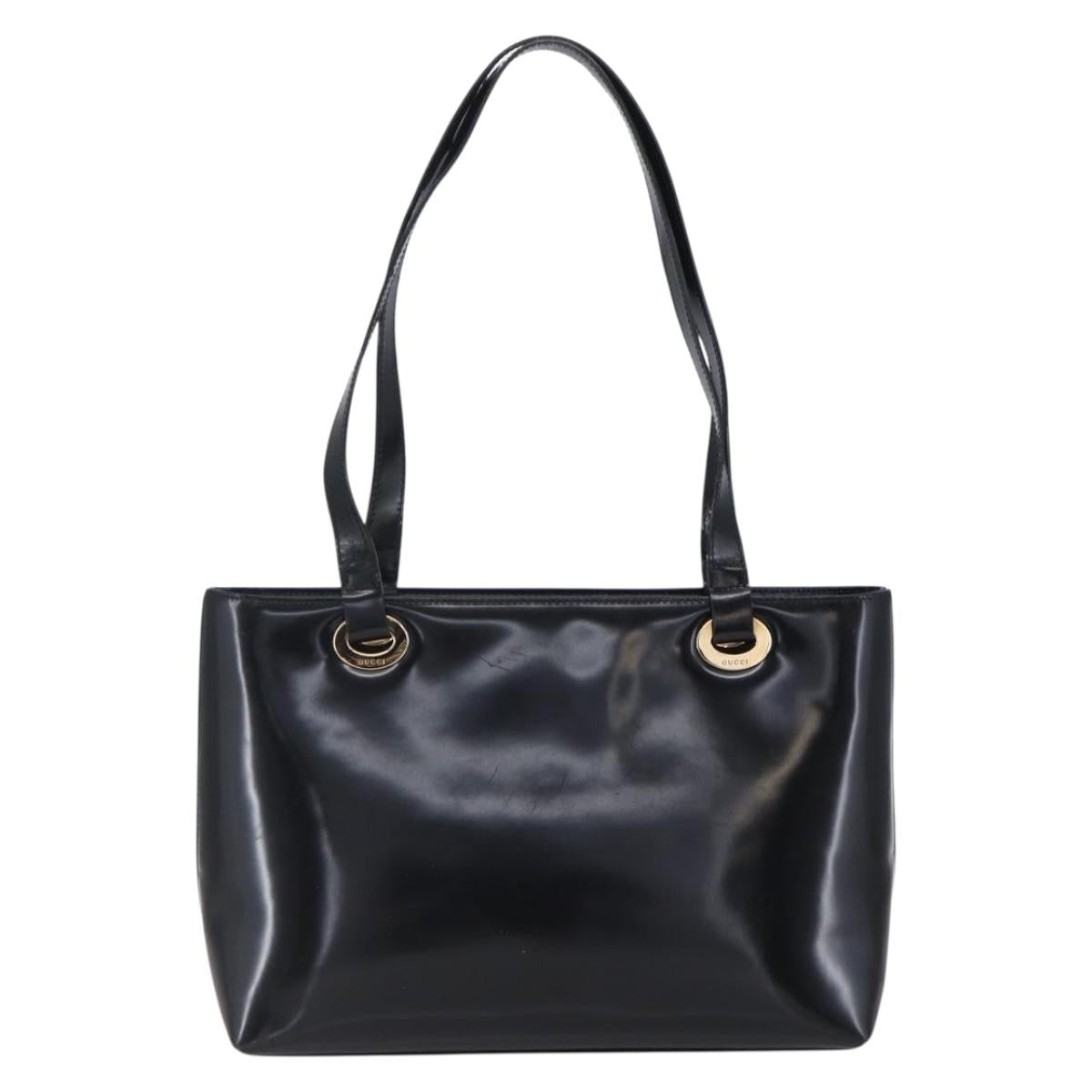 GUCCI Shoulder Bag Patent leather Black Gold 002 2058 0480 0 Auth bs30759