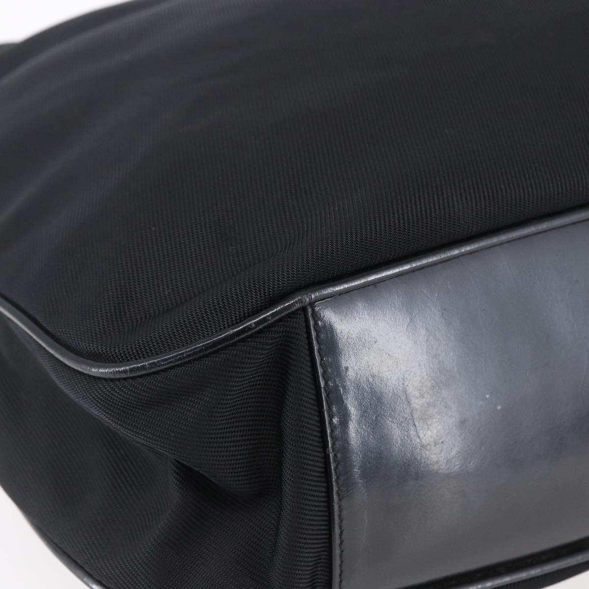 GUCCI Bamboo Hand Bag Nylon Black Silver 001 1998 1577 Auth bs30760