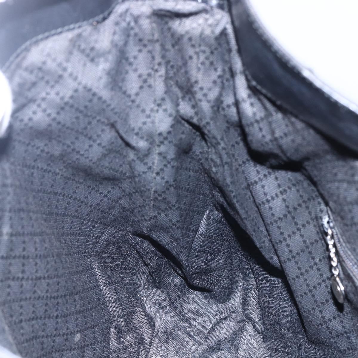 GUCCI Bamboo Hand Bag Nylon Black Silver 001 1998 1577 Auth bs30760