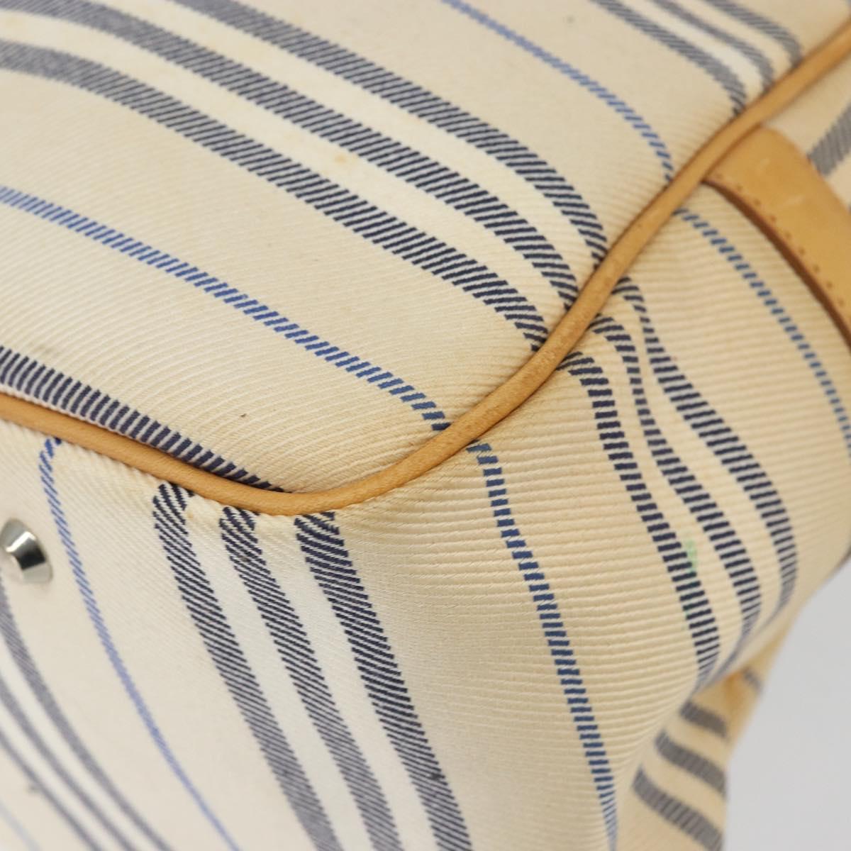 BURBERRY Hand Bag Canvas Leather White Silver Auth bs30764