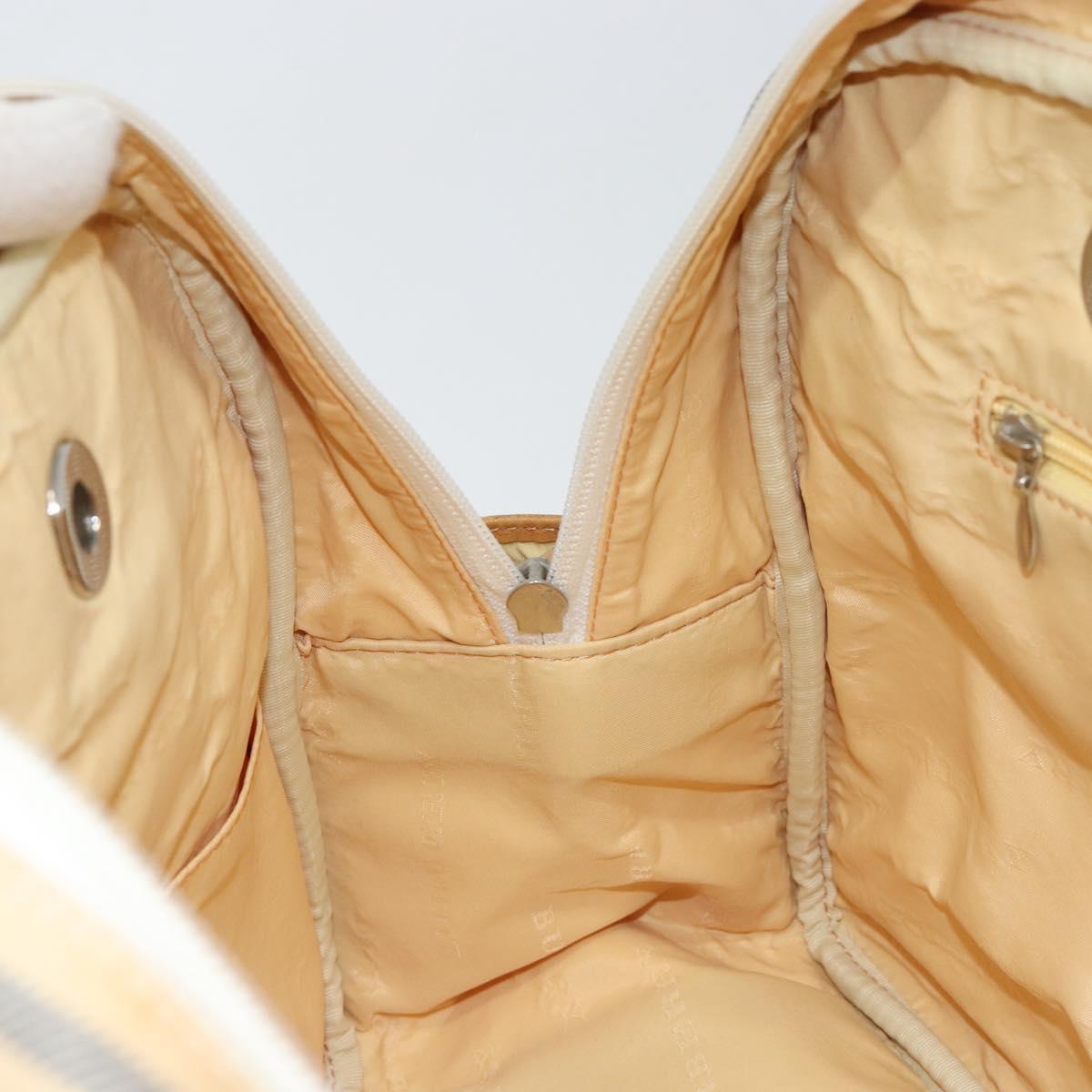 BURBERRY Hand Bag Canvas Leather White Silver Auth bs30764