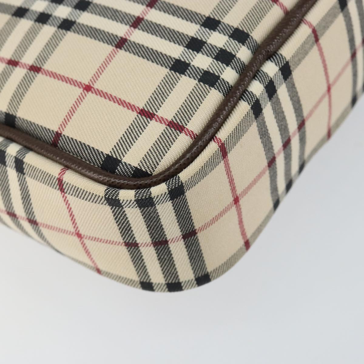 BURBERRY Nova Check Shoulder Bag Canvas Leather Beige Silver Auth bs30765