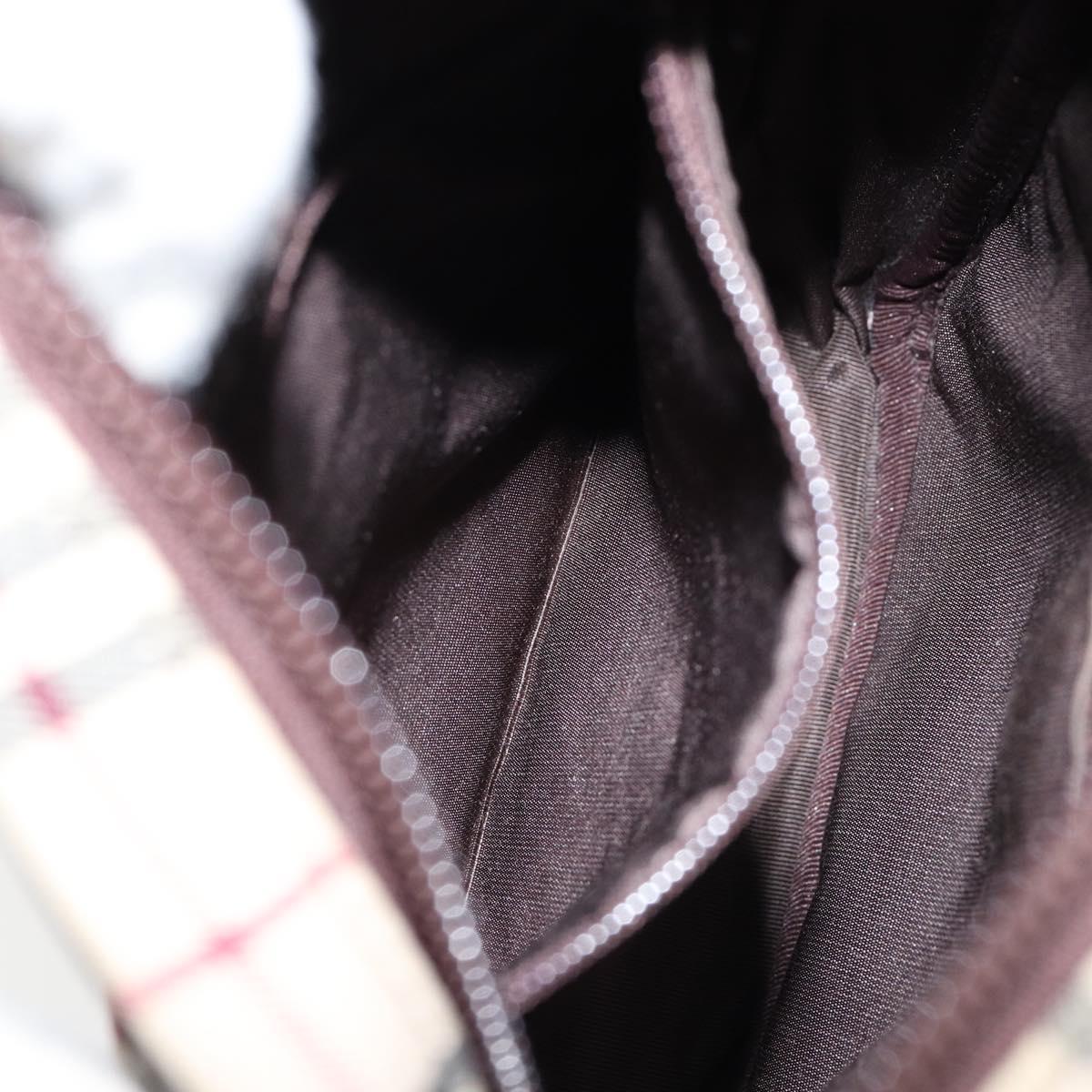 BURBERRY Nova Check Shoulder Bag Canvas Leather Beige Silver Auth bs30765