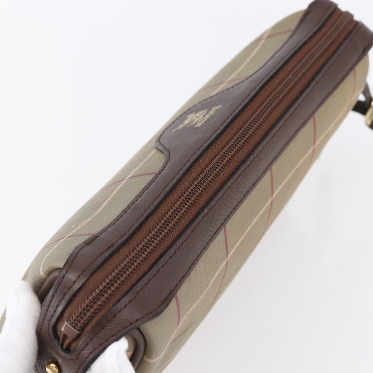 Burberrys Nova Check Clutch Bag Canvas Beige Gold Auth bs30766