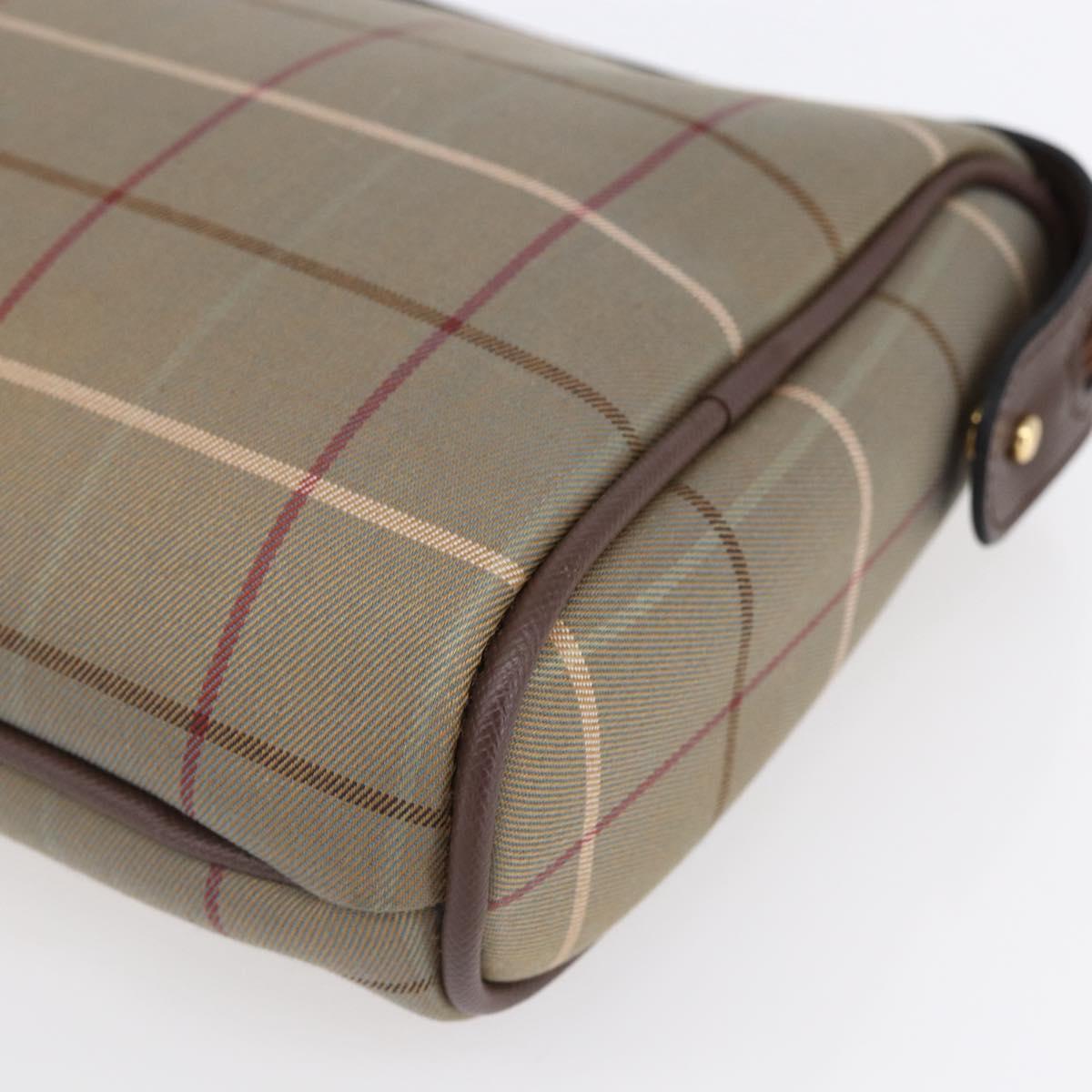 Burberrys Nova Check Clutch Bag Canvas Beige Gold Auth bs30766