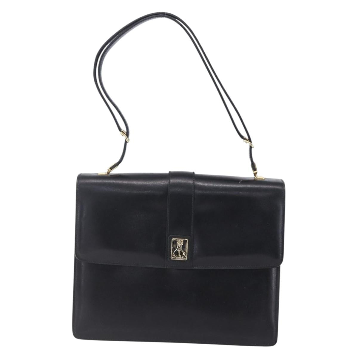 Burberrys Nova Check Shoulder Bag Leather Black Gold Auth bs30769