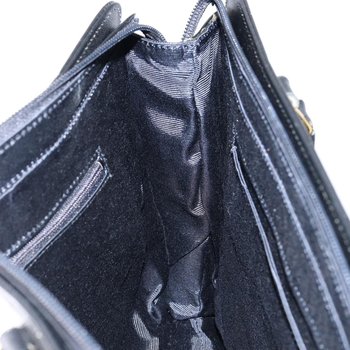 BURBERRY Hand Bag Leather Black Gold Auth bs30770