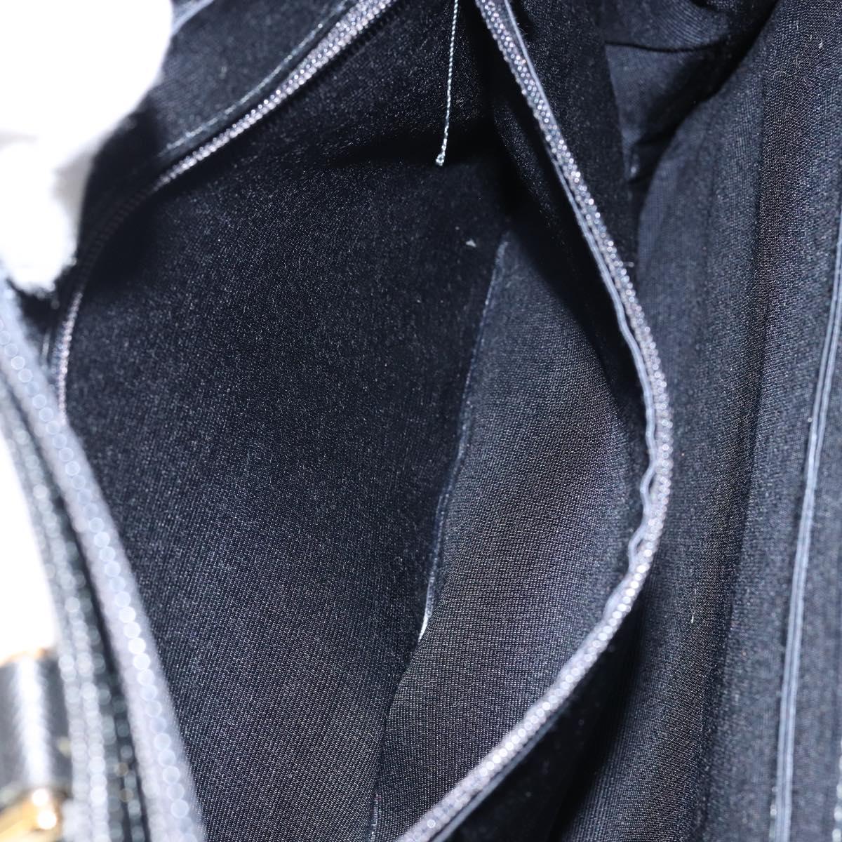 BURBERRY Hand Bag Leather Black Gold Auth bs30770