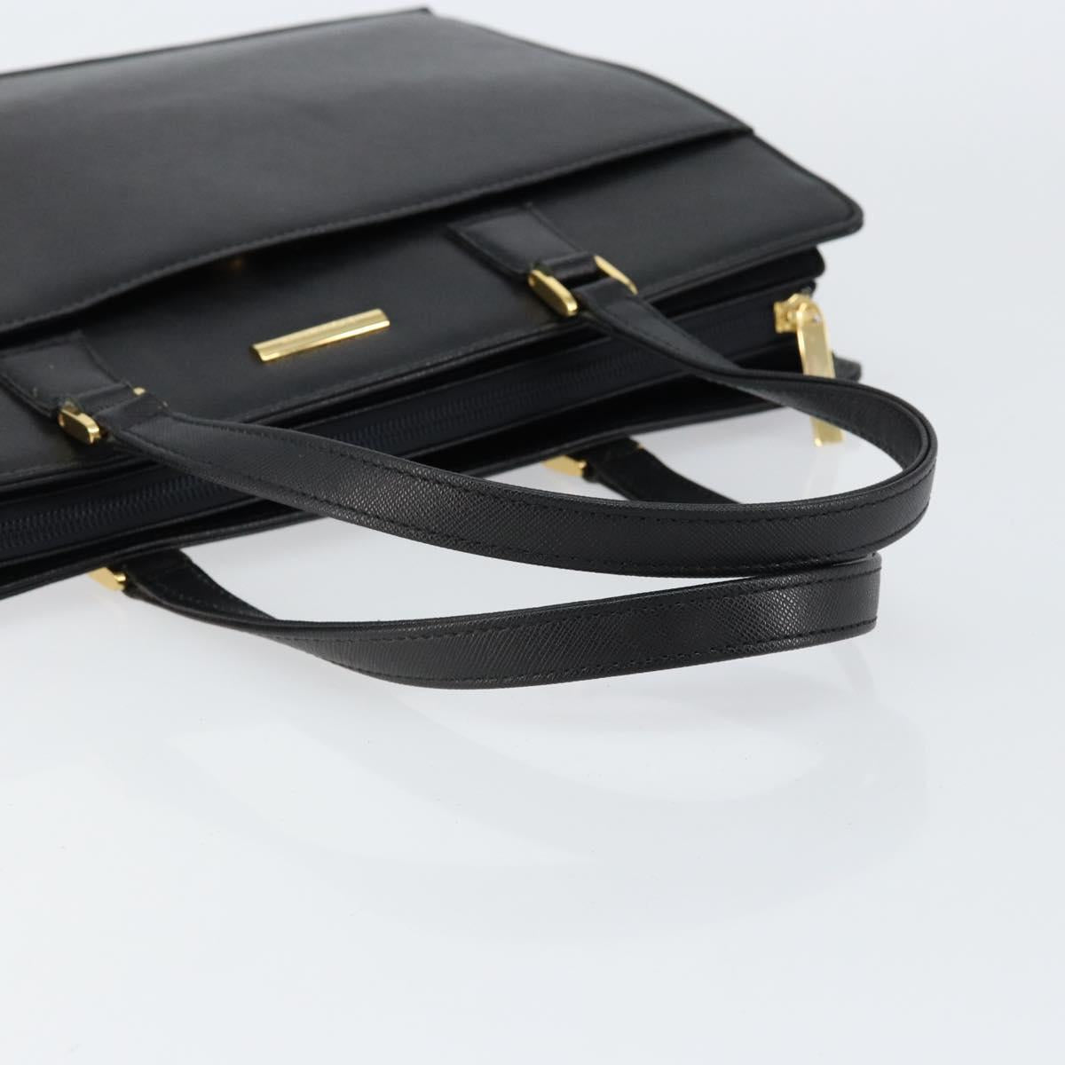 BURBERRY Hand Bag Leather Black Gold Auth bs30770