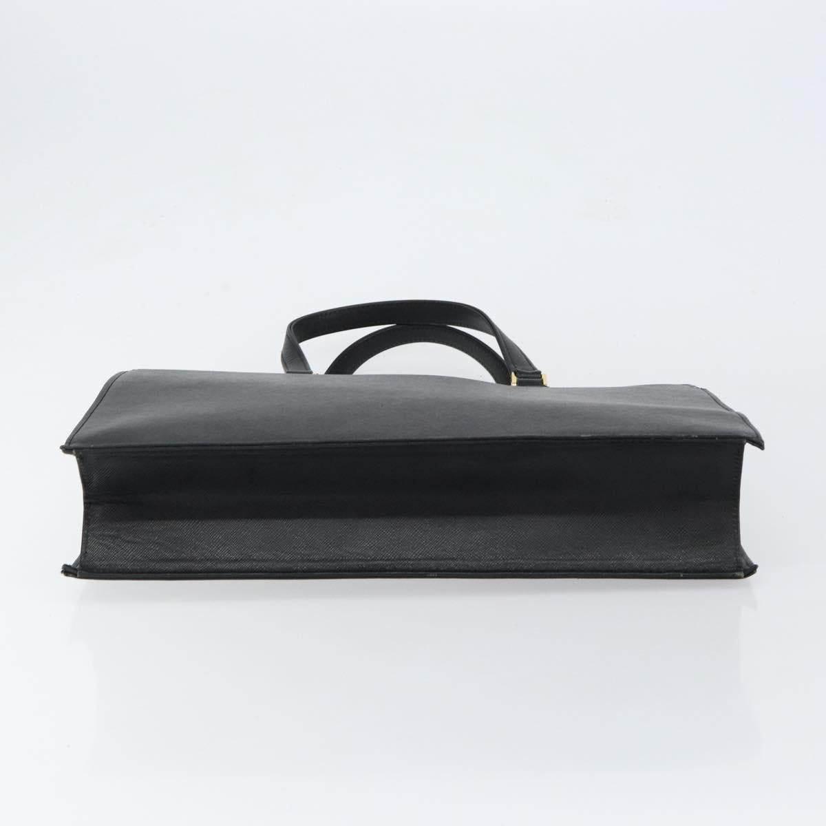 BURBERRY Hand Bag Leather Black Gold Auth bs30770