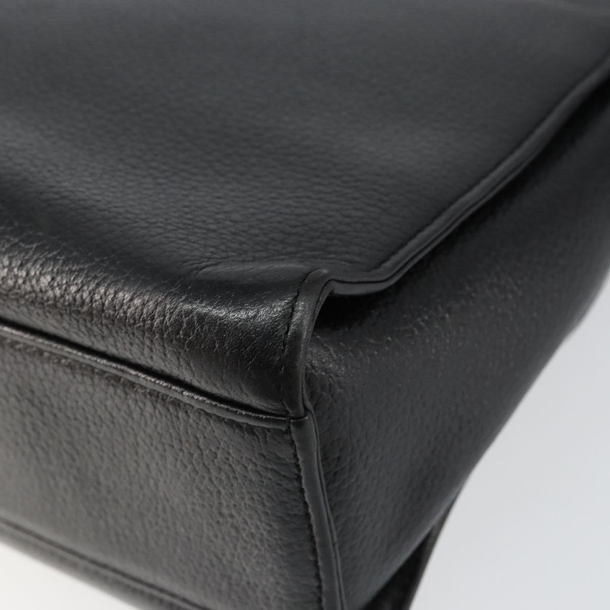 Burberrys Nova Check Shoulder Bag Leather Black Gold Auth bs30771