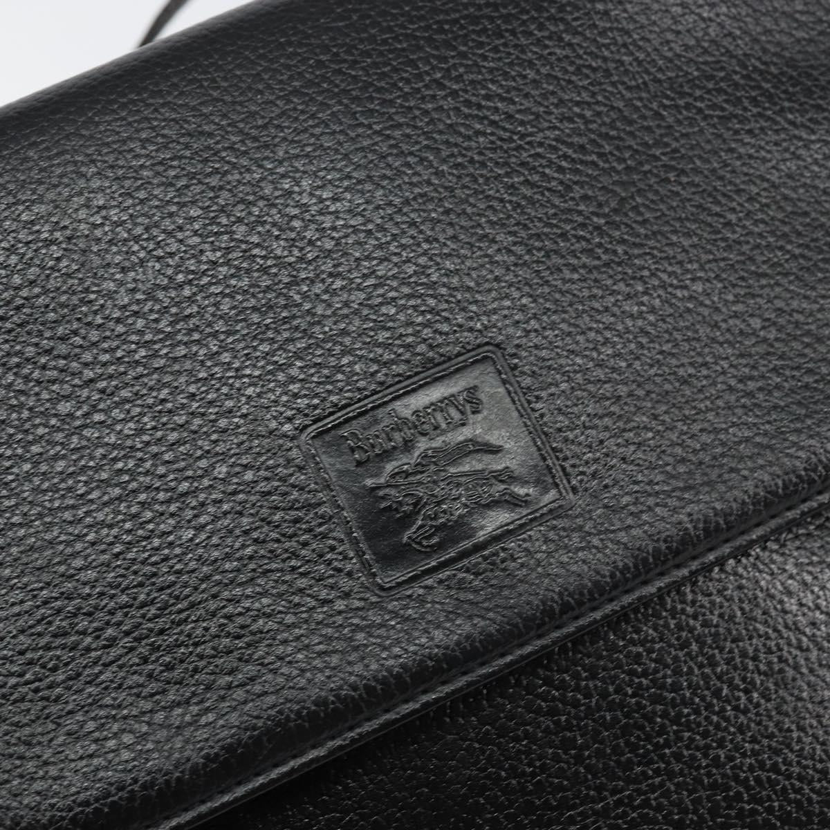 Burberrys Nova Check Shoulder Bag Leather Black Gold Auth bs30771