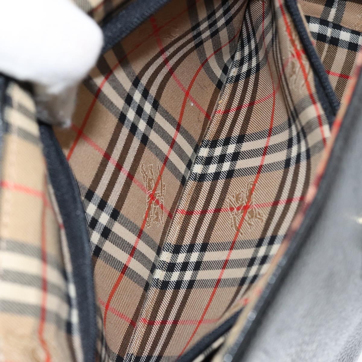 Burberrys Nova Check Shoulder Bag Leather Black Gold Auth bs30771