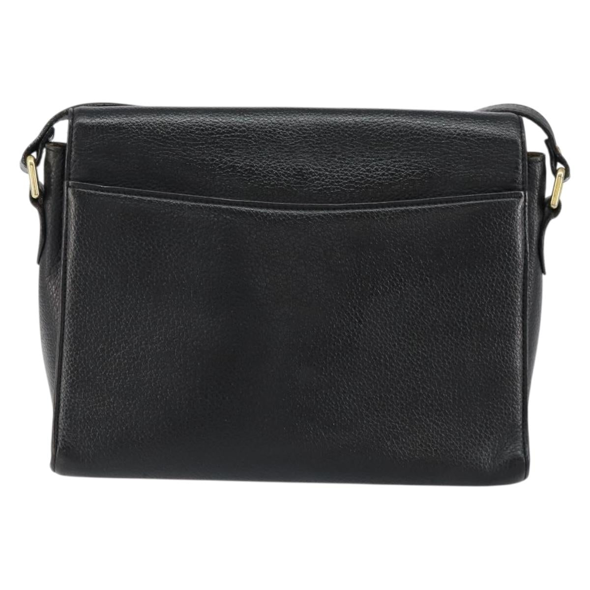 Burberrys Nova Check Shoulder Bag Leather Black Gold Auth bs30771