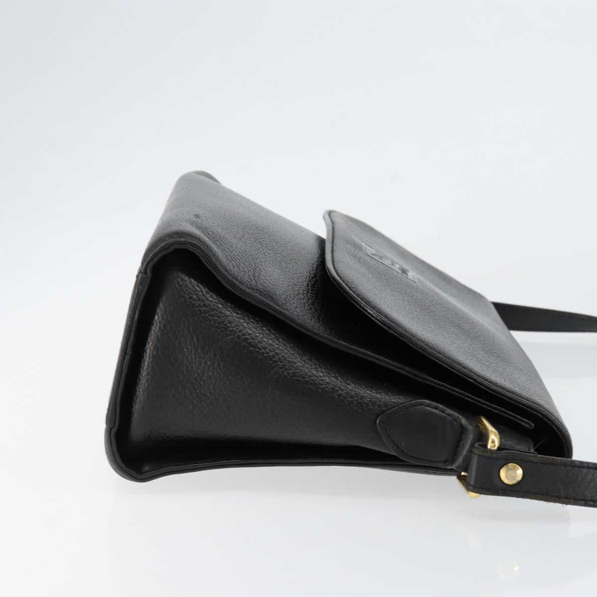 Burberrys Nova Check Shoulder Bag Leather Black Gold Auth bs30771