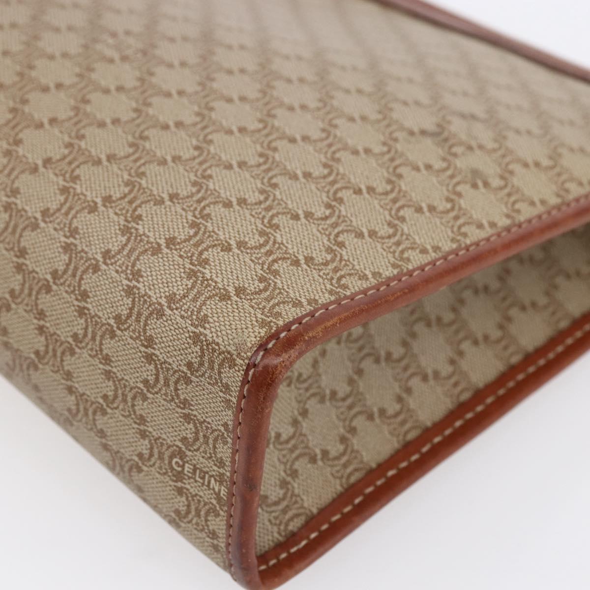 CELINE Macadam Canvas Clutch Bag PVC Beige Gold Auth bs30773