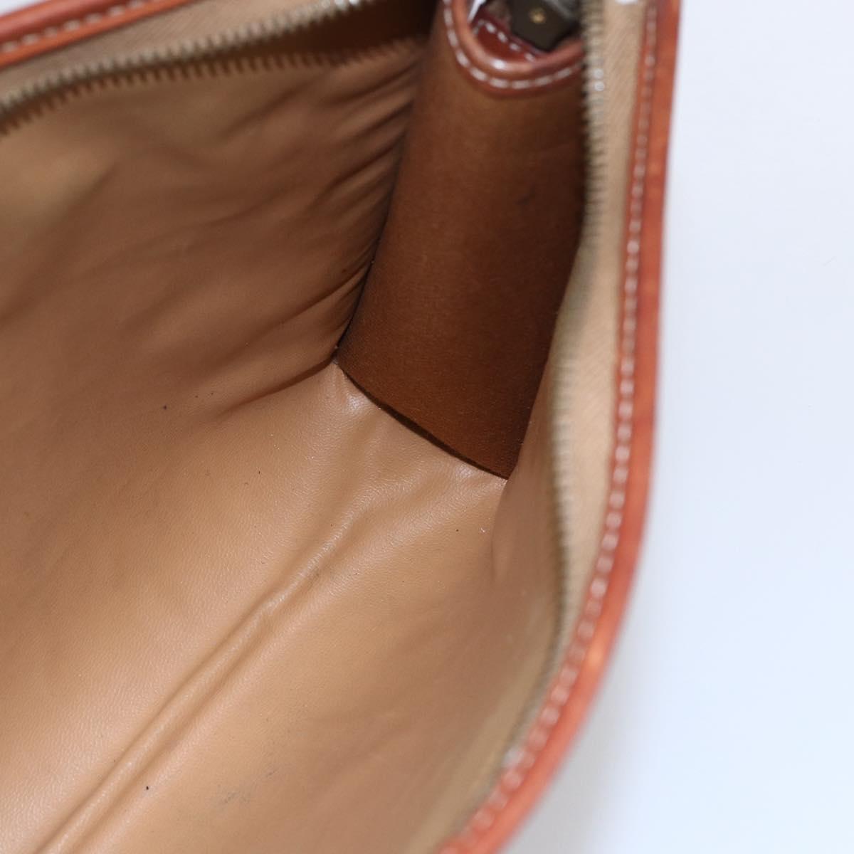 CELINE Macadam Canvas Clutch Bag PVC Beige Gold Auth bs30773