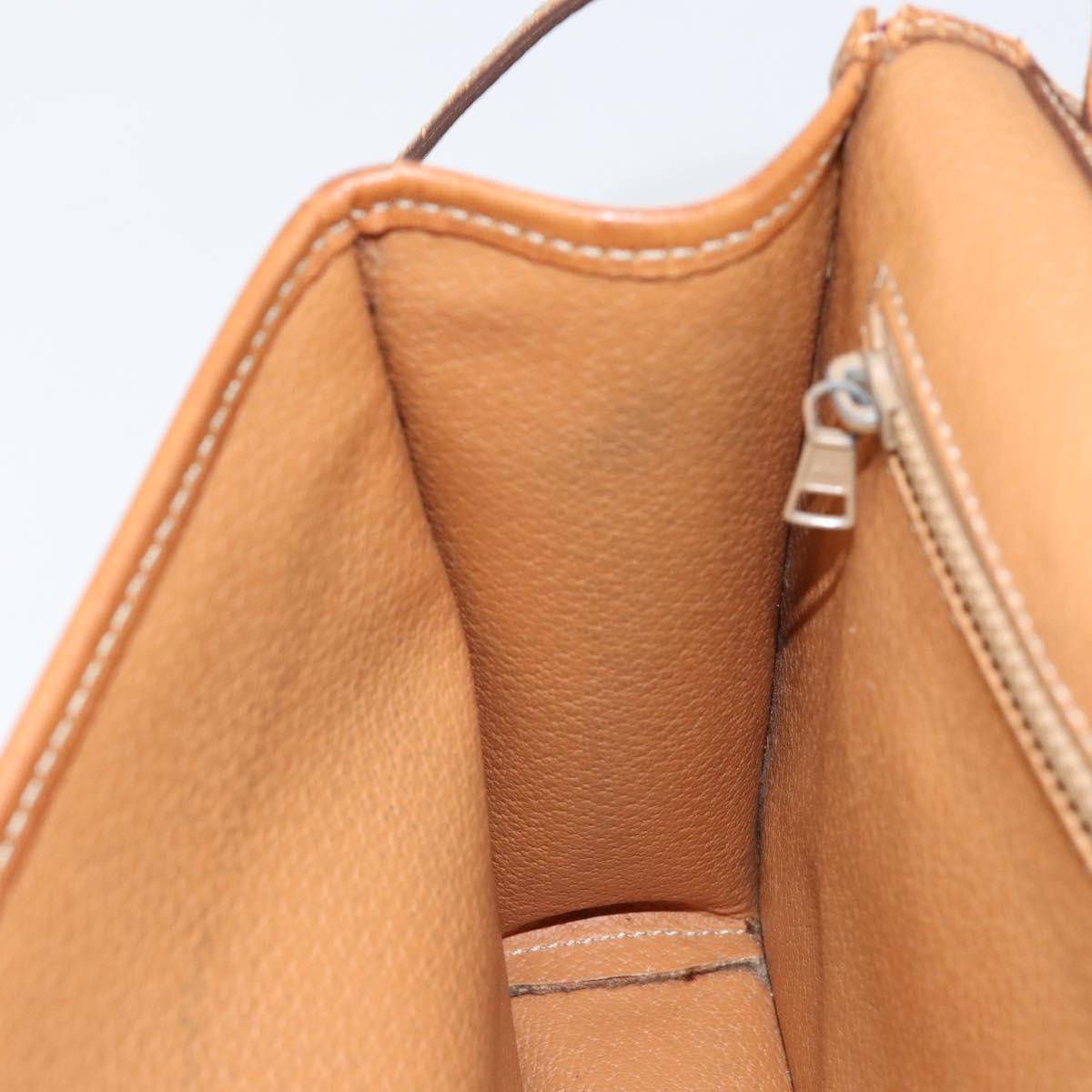 CELINE Macadam Canvas Shoulder Bag PVC Leather Beige Gold Auth bs30777