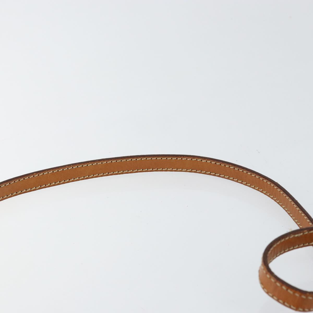 CELINE Macadam Canvas Shoulder Bag PVC Leather Beige Gold Auth bs30777