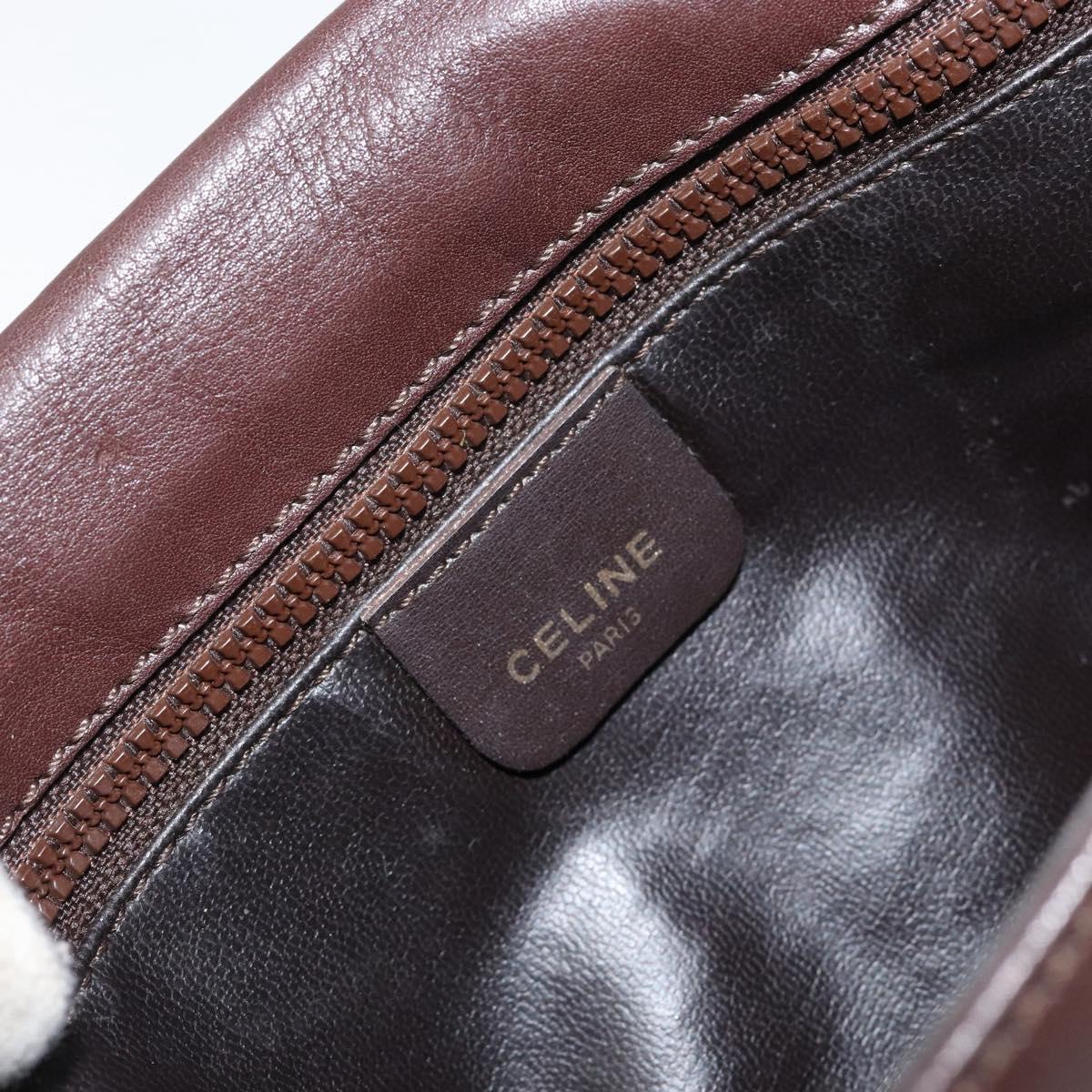 CELINE Shoulder Bag Leather Brown Gold Auth bs30778